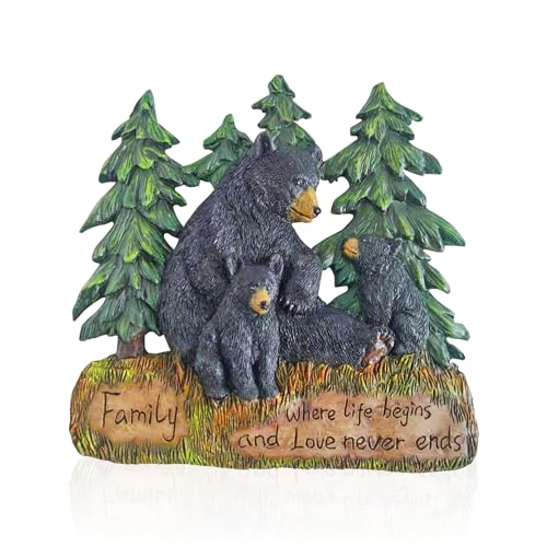 Image of Rustic Home Kitchen Sign - Black Bear Wall Plaque Made From Polyresin - Family Wall Decor (9.5")