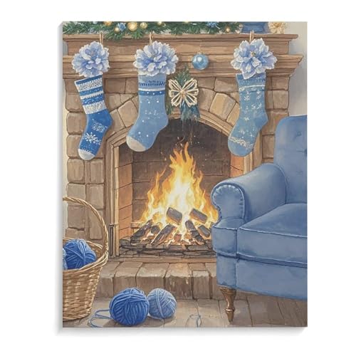 Peinture murale décorative de Noël moderne en lin 45x60cm