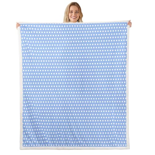 Jeté de lit bleu et blanc motif cercles géométriques Manfei - 2