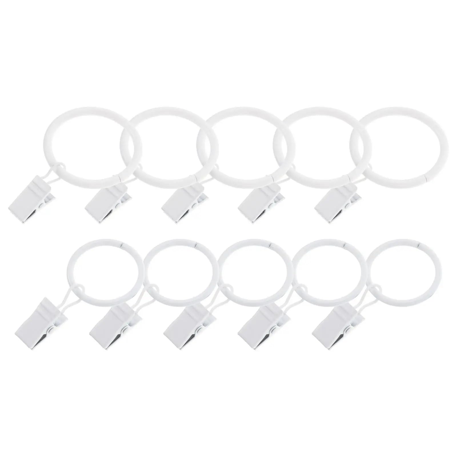 Anneaux de rideaux, Anneaux de rideaux avec Clips, 200 pièces, crochets en fer à revêtement blanc for la décoration maison, matériel for salle bain et douche