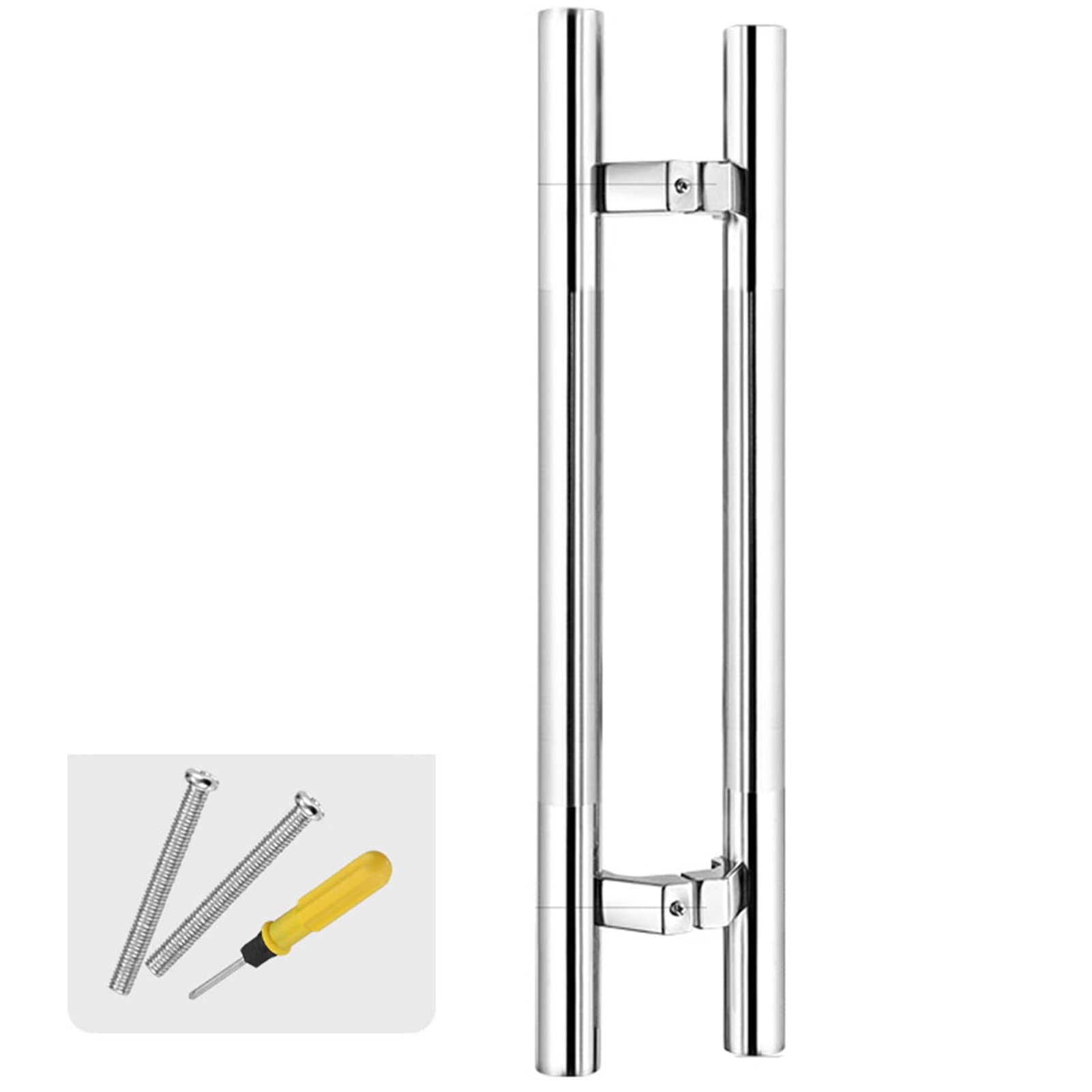CWCQGH Modern Door Pull Handle Sliding Barn Door Push Pull Bar, H-Shape Stainless Steel Door Handle, Exterior Door Handle Push/Pull Include Fittings,Silver-120cm/47inch