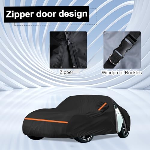 Image of Amooca Heavy-Duty Car Covers Custom Fit for Mazda MX-5 Miata (1989-2024) Waterproof Sun-Proof All Weather for Automobiles Snow Cover 420D with Door Zipper Cotton Lining