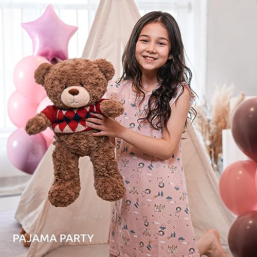 BANGSAUR Girls' Dress, Toddler Cotton Soft Short Sleeve Sleepshirts,3-10 Years2