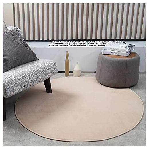 DUBENS Rund område mattor tvättbar chic, enfärgad rund matta inomhus kasta område matta cirkel matta för vardagsrum barnrum (beige, 80 cm rund)