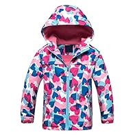 TURMIN Girls Waterproof Jacket Raincoat for Kids Girls Fleece Jacket Lightweight Windbreaker 3-10 Years