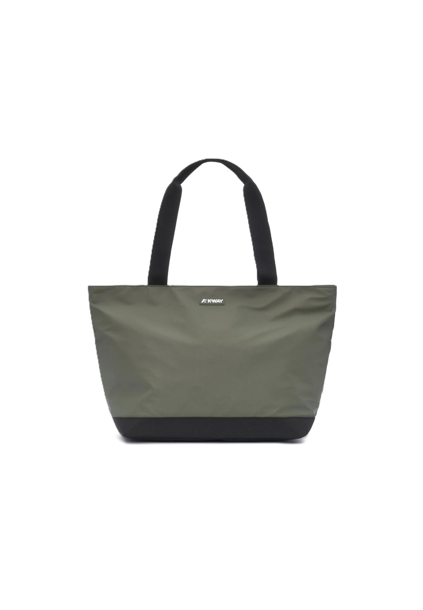 K-Way Borsa Shopper Clere, Grande, 100% Nylon, Verde e Nero, 52x33x21 cm, Doppio Manico, Chiusura a Cerniera