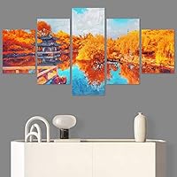 SIGNWIN 5 Panel Canvas Wall Art Modern Art Expressive Forest Multicolor Photography Romantics Scenic for Home Decorations Ready to Hang - 60