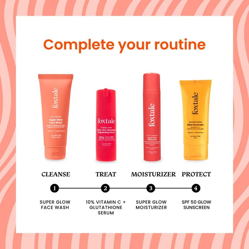 Image of Foxtale Double Glow Duo | Super Glow Face Wash (100ml) + Eternal Light 10% Vitamin C + Glutathione Serum | Fades tan, brightens skin & boosts glow | For all skin types | Suitable for For Men & Women