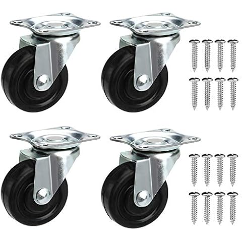 JETOP 40mm Swivel Castors Wheels 4PCS Castor Wheels Trolley Wheels Heavy Duty Caster Wheels for Furniture Equipment Appliances Carts Chairs Coffee Tables Flower Pots (Black) Cover