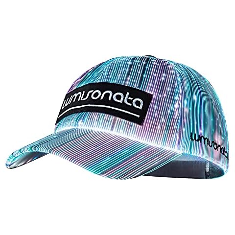 lumisonata Glowing in Dark Luminous Led Baseball Cap 7 Colors Glow Hat DJ Light Up EDM Rave Hat for Party, Black, XL Cover