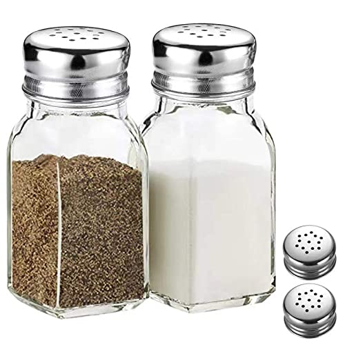 Salt and Pepper Shakers Set,DWTS DANWEITESI Salt Shaker with Stainless Lid-Glass Spice Jars Kitchen Gadgets,Clear to Know When to Fill,Farmhouse Salt Pepper Shakers Cute Kitchen Essentials Decoration