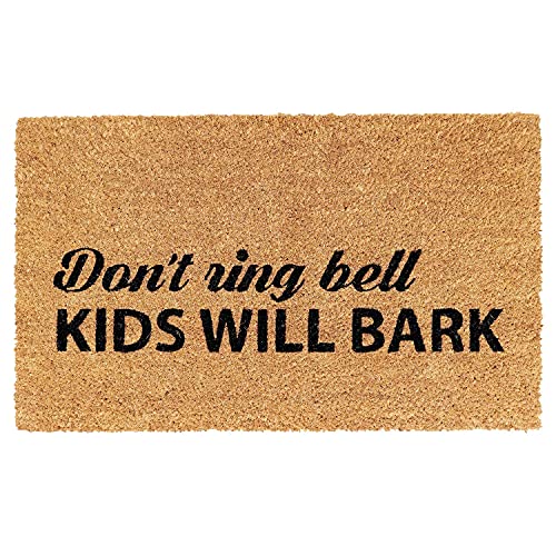 Image of Onlymat inchDon't Ring Bell Funny Printed Doormat (Black /Brown), Anti-Slip Coir with PVC Backing (75x45cm) - Rectangular Rug for Entryway, Outdoor, Home, Door, Floor, Hall & Living Room Use.