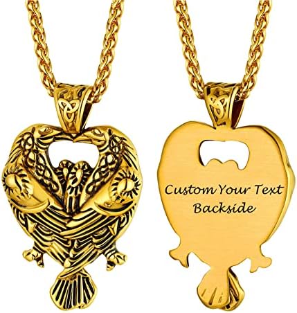 PROSTEEL Men Viking Raven Necklace Nordic Jewelry, Can Engrave-Stainless Steel/Black-Send Gift Box