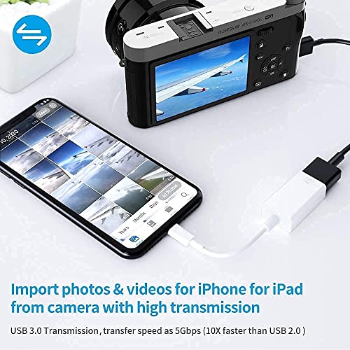 Image of New iPad iPhone, OTG Cable for USB Camera Adapter Compatible with iPhone 11 X Max 8 7 6 Plus iPad mini Air, Support USB Flash Drive, Keyboard, Mouse, Card Reader, Hub, iOS to 13 Plug & Play