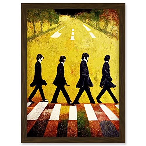 Doppelganger33 LTD Abbey Road Abstract Stylised Beatles Boho Landscape Red And Ochre Artwork Framed Wall Art Print A4 - Les Beatles, Paul McCartney, John Lennon, RIngo Starr, George Harrison Doppelganger33 LTD Abbey Road Abstract Stylised Beatles Boho Landscape Red And Ochre Artwork Framed Wall Art Print A4