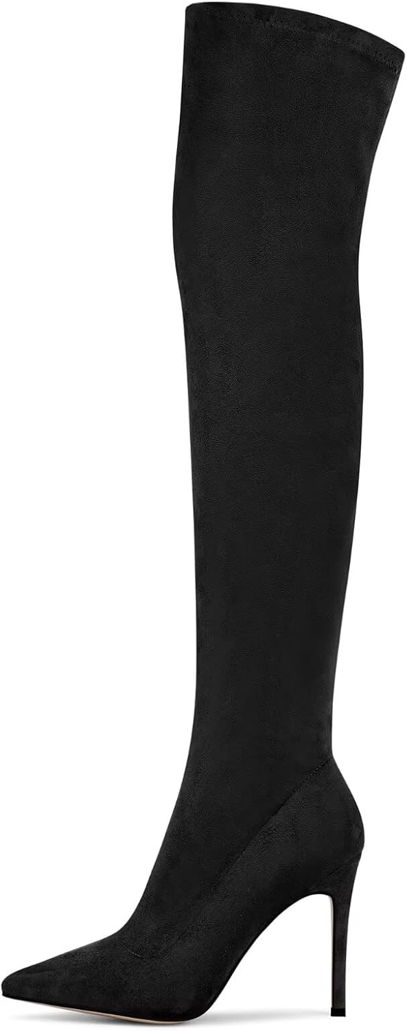 GPXGPX Women's Over the Knee Boots Suede High Heel Thigh High Boots Pointed Toe Long Stretch Sexy Fall Elastic Boots - Image 4