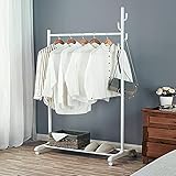 Stand Appendiabiti, Appendiabiti con Ruote, Appendiabiti Multifunzionale in Metallo, con 5 Ganci e Ripiano Inferiore, 100 x 45 x 165cm
