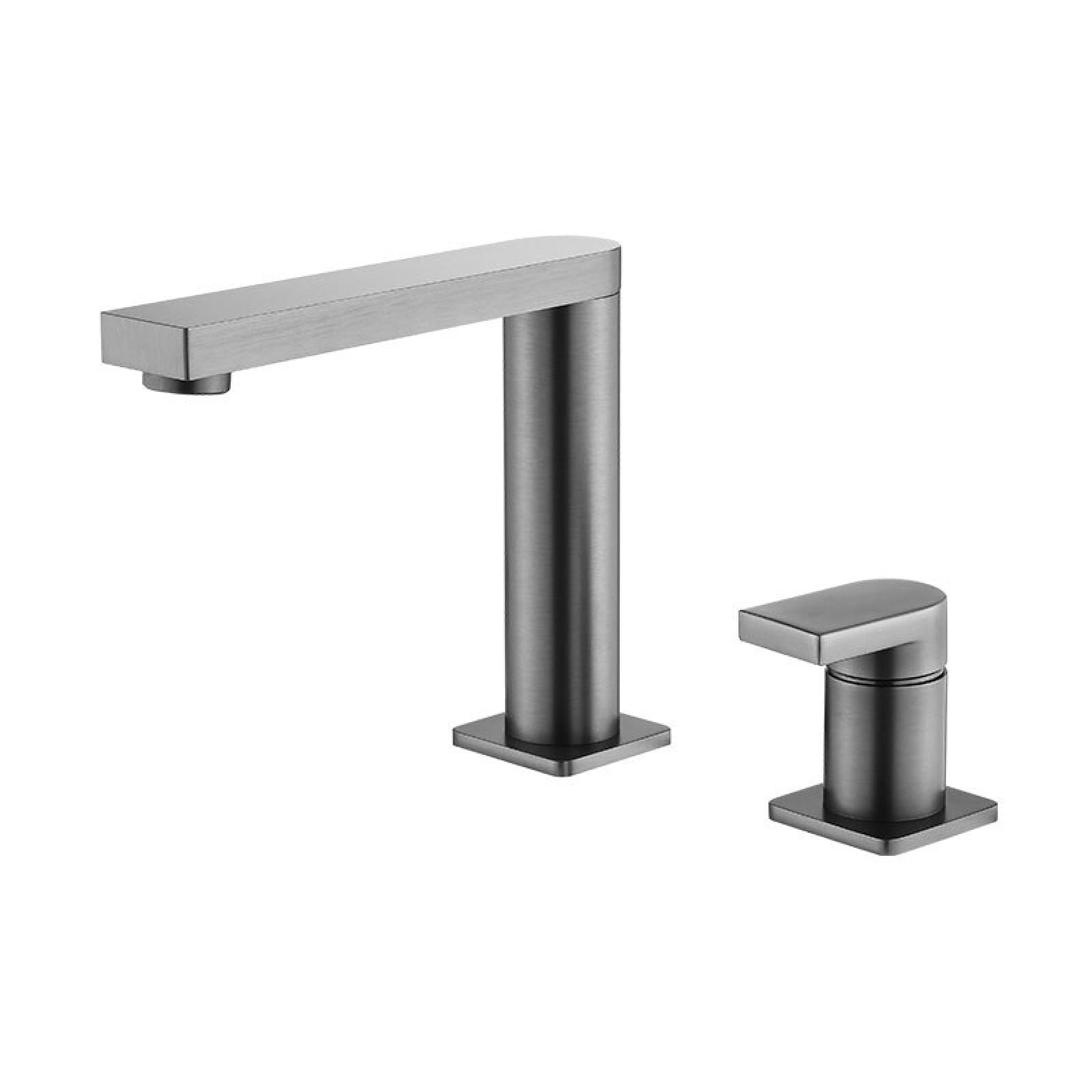 Bathroom Copper Rotatable Split Basin Hot & Cold Faucet, Gunmetal Gray (Single Handle)