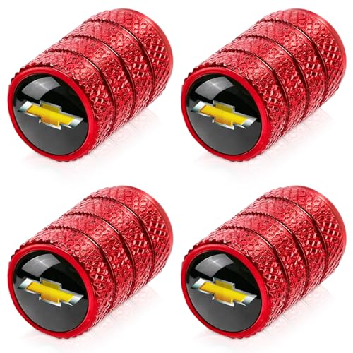 Image of 4pcs Tire Valve Stem Caps, Compatible with Chevrolet Chevy Series Stem Cap Universal Car Air Cover Car Accessories for Cars, SUV, Truck, Motorcycles Red