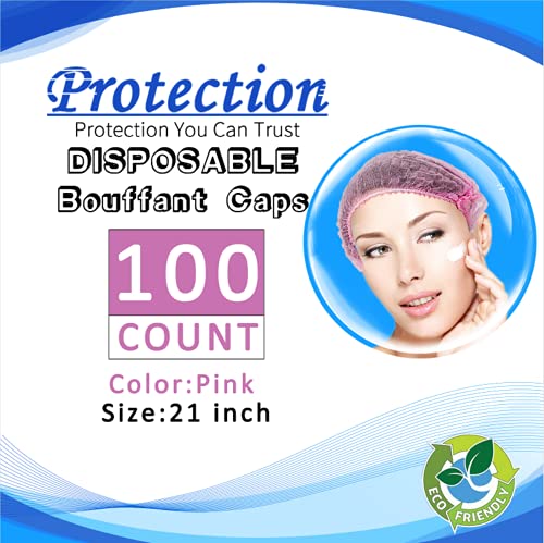image for Smilco Disposable Bouffant Caps 100 Pcs,21inches Hair Net， Elastic D