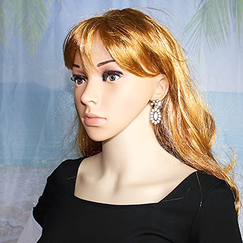 Vintage Boho Statement Drop Earrings Oval Imitate Turquoise Ethnic Charms Flower Dangle Earring For Women Girls Jewelry Gift (White) #TOP1