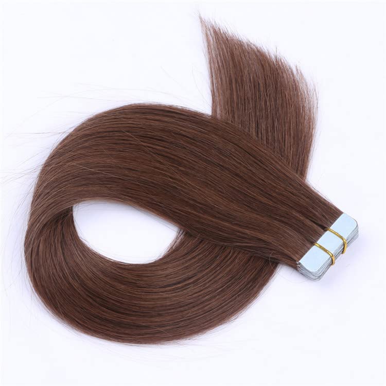 Bella Hair Extensions - Full Shine Tape in Human Hair Extensions 100 Gram Light Brown, Brown, Black Hair Extensions Tape in 22 Inch Invisible Tape in Extensions 2 bundles in Hair Extensions 40 Pieces Color #8, Color #1, Color #3 (Brown)
