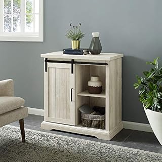 WE Furniture Modern Farmhouse Buffet Entryway Bar Cabinet Storage, 32 Inch, White