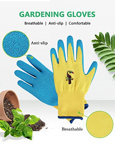 Donfri 3 works Kids Gardening Gloves Safety Work Gloves Waterproof Natural Latex Childrens Gloves for Girls Boys,Kindergarten - Image 2