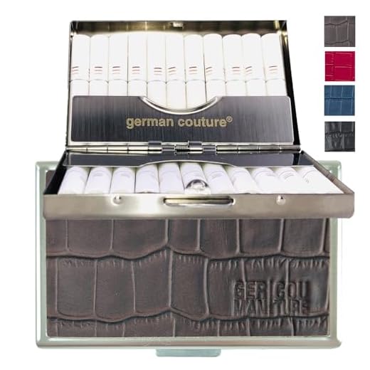 GC® Original Edelmetall Case Compatible con IQOS HEETS - pitillera de Acero Inoxidable con Cuero Genuino con Grabado de cocodrilo