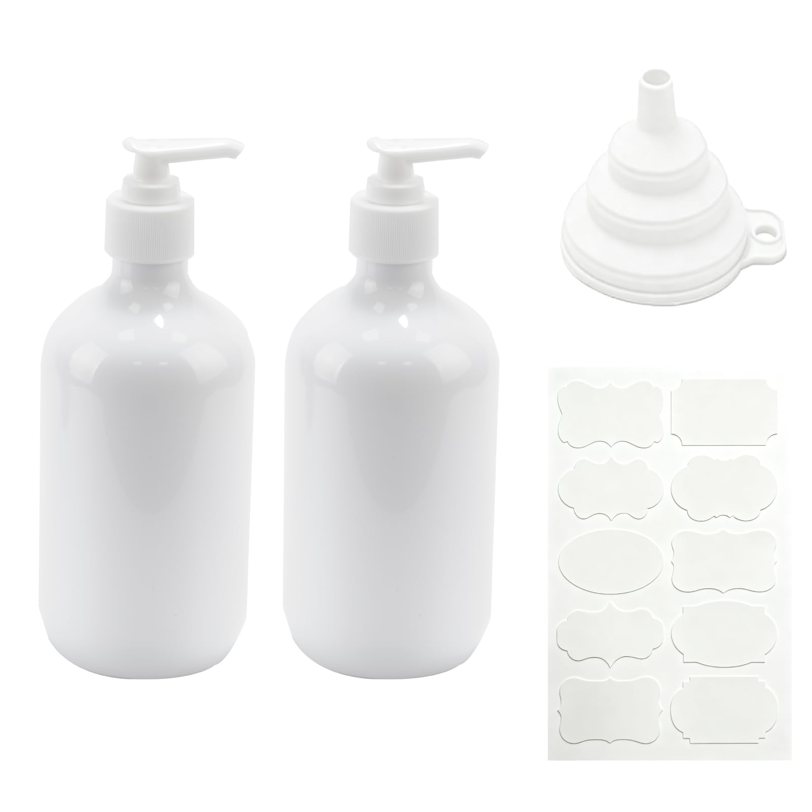2 Pcs Soap Dispenser, 500ML/17oz Pump Bottle Dispenser, Empty Refillable Shampoo and Conditioner Bottles for Bedroom Kitchen Lotions Washing Up Liquid Dispensers (milky white)