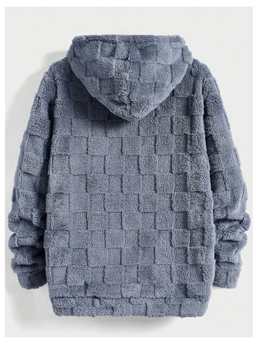 Soly Hux Hoodies For Men Graphic Fuzzy Sherpa Pullover Hoodie Long Sleeve Winter Fleece Hooded Sweatshirt Grey Blue L thumb #1
