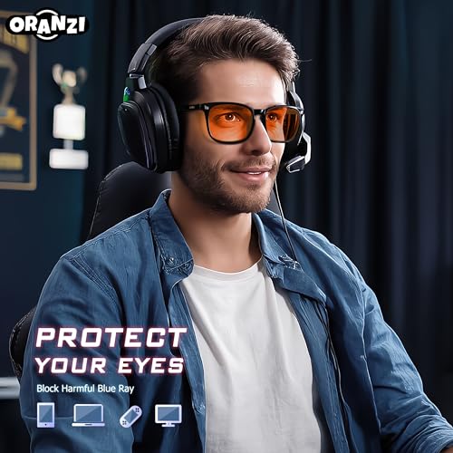 Image of 98.6% Blue Light Blocking Glasses for Computer Gaming Anti Eyestrain | Anti Harmful Blue Ray for Better Sleep, Amber High-definition Lens Anti Fatigue & Eye Strain, Lightweight Comfort Frames