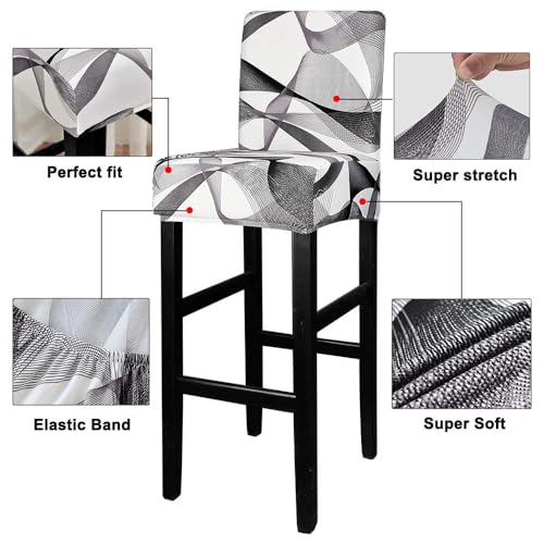 Image of Lellen Bar Stool Chair Covers Set of 2，Jacquard Bar Stool Cover Barstool Covers Slipcovers Stretch Bar Stool Covers with Backs Bar Stool Protector Covers for Kitchen Dining Room Counter Island
