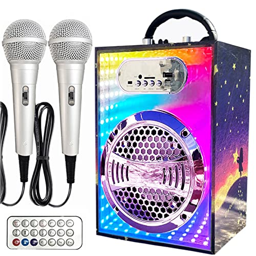 KaraMuizi Bluetooth Karaoke Machine for Kids and Adult, Mirror Surface Wooden Wireless Singing...