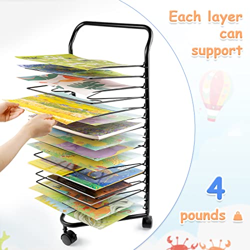 Lzttyee Art Drying Rack For Classroom Paint Drying Rack Art 16 Shelves Metal Artwork Storage Display Rack Art Drying Rack With Wheels For Classroom Painting Crafts (16 Shelves) #TOP2