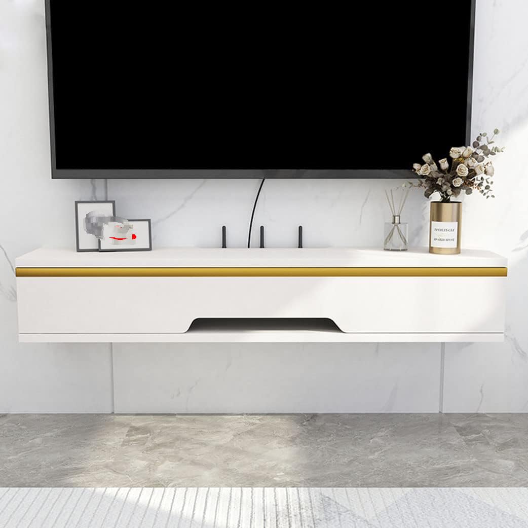 JXYQ Wood Media Console Storage Cabinet Floating TV Stand & Wall Mounted Entertainment Center 90cm Hanging TV Hutch for Living Room Stylish Storage Solution for TVs & Components