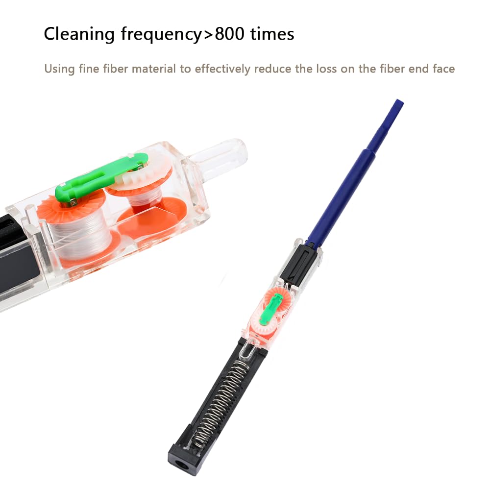 2pcs Stylo de nettoyage de fibre optique, Nettoyeur de fibre 1.25mm pour LC/MU, Stylo de nettoyage de surface d'extrémité de fibre optique, 800 + fois nettoyages