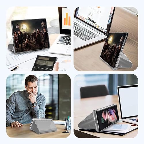 Coque Samsung Galaxy Z Fold 5 Argent - Étui Miroir à Placage Rabattable Antichoc - 6