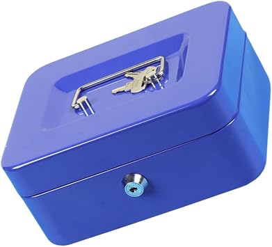 Fireproof Iron Box Storage Bin with Lid Portable Safe Small Metal Safe Key Lock Double Layer Bill Storage for Home Travel Daily Use