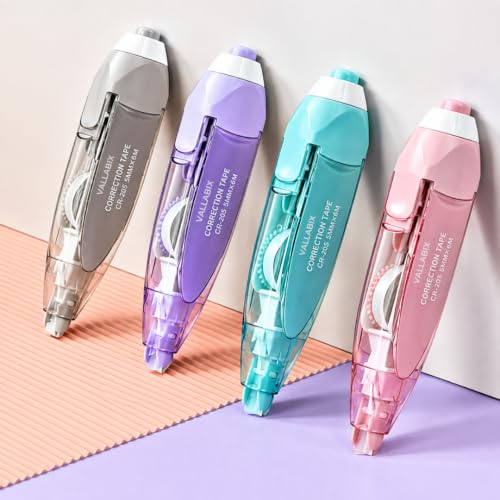 VALLABIX Correction Tape – 6 Meter X 5 MM for Journal, Correction Pen, Smooth & Clean White Tape Roller for Quick & Easy Paper Correction, Office & School Stationery Supplies (Multicolor)