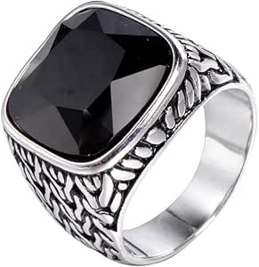 Amazon.co.jp: Oakky Men's Stainless Steel Vintage Pastor Ring Large ...