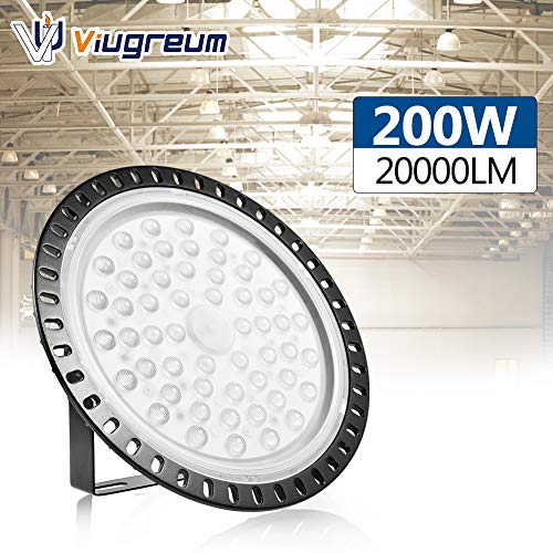 Viugreum 200W Ufo Led High Bay Light, 20000Lm 6500K Daylight White Led Shop Lights For Workshop, Ip65 Waterproof Commercial Warehouse Garage Factory Barn Lighting Fixture, 800W Hid/Hps Equivalent #TOP1