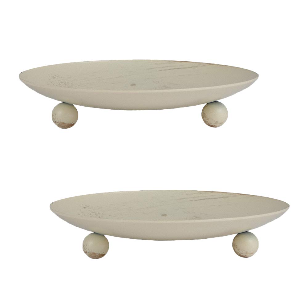 Roucerlin 2 Sets Iron Plate Candle Holder, Decorative Iron Candle Plate, Premium Pedestal Candle Stand Candlestick Plates for Wax Candles (Older)