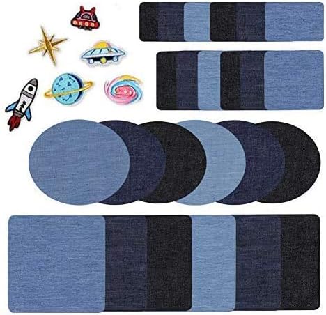 16 Toppe Termoadesive Per Jeans - Kit Riparazione Biancheria In Cotone, 9.5x12.5 Cm