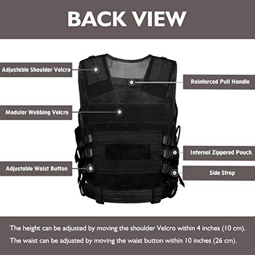 Samsier Airsoft Vest Adult Adjustable S-Xxxxl, Tactical Vest For Men Lightweight Breathable 600D Nylon, Youth Combat Vest For Paintball Training Black #TOP2