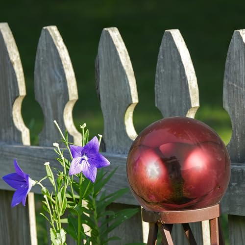 Boule de jardin rouge en inox miroir décorative extérieure YARNOW - 6