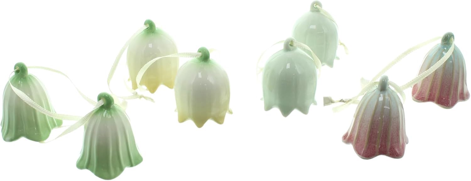 FRANK FLECHTWAREN Hänger Blumenglöckchen, 8er Set, Porzellan, Textil Maße: Höhe 5 cm
