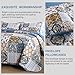 WONGS BEDDING Boho Quilt Set Queen Size, Blue Patchwork Plaid Bedspread Bedding Sets Paisley Soft Microfiber Quilts for Queen Bed 3 Pieces Coverlet Set for All Season (96