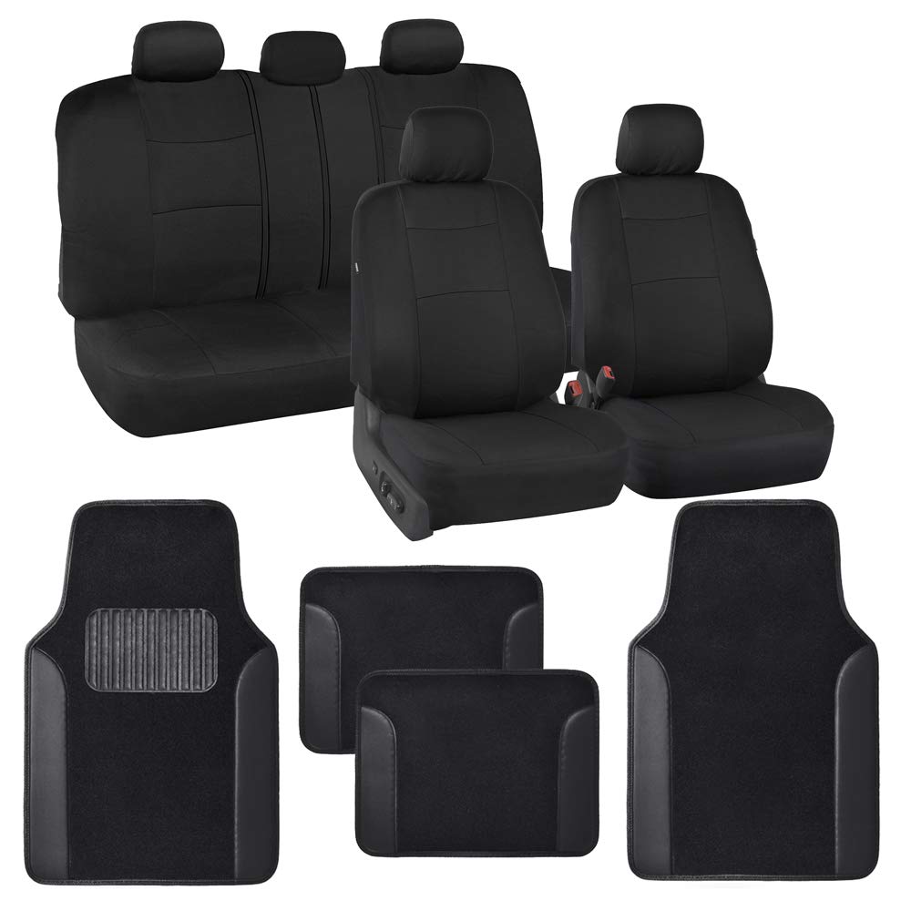 Photo 1 of BDK PolyPro Car Seat Covers Full Set with 4-Piece Car Floor Mats - Black