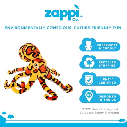 Zappi Co Plüsch Kinder Kuscheltier Weiches Kuschel Plüschtier - Teil der Safari-Tiere-Kollektion, Perfekt für Kinder(25cm)(Tintenfisch)